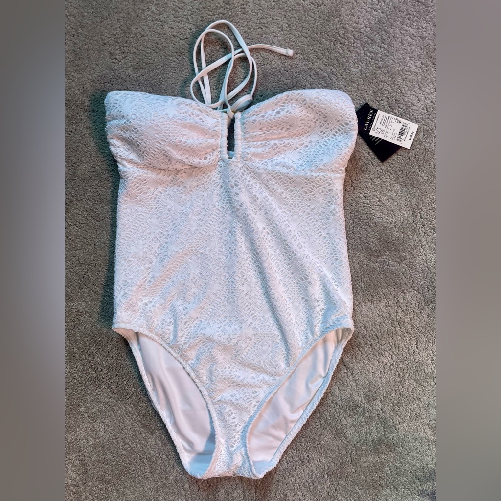 Ralph Lauren White Lace One-Piece Swimsuit